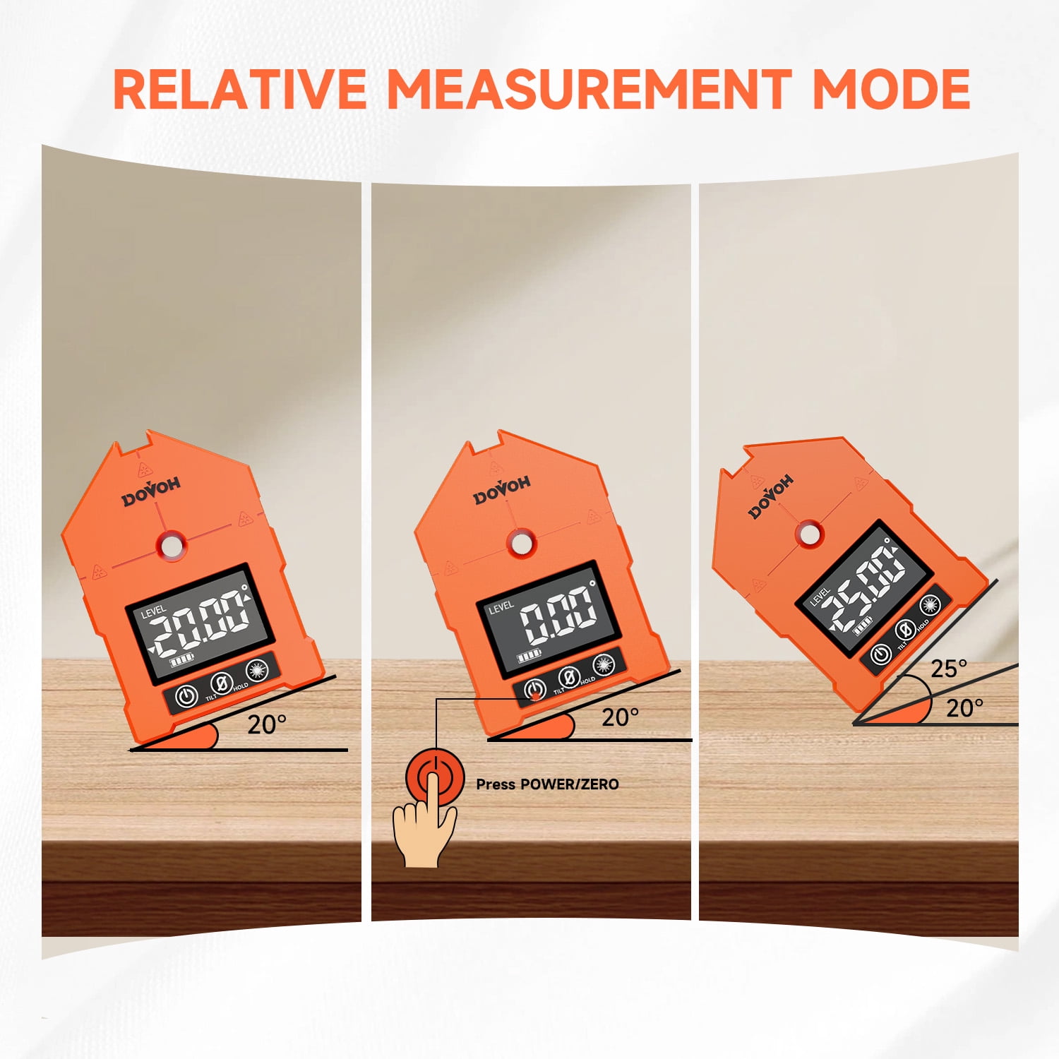 DOVOH 3-in-1 Digital Angle Finder Laser Level, Green Beam Magnetic Rechargeable Inclinometer Measuring Tool,WG-3L