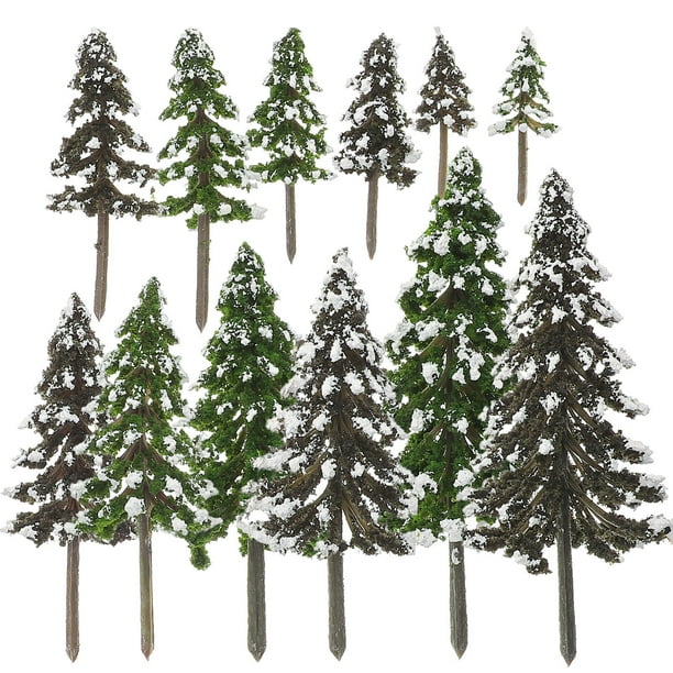 12 piezas de árboles modelo, árboles en miniatura, mini simulación de pino, micro paisaje, decoración