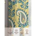 thumbnail image 6 of Sheer Curtains 54 Inches Long 2 Panels, Vintage Ethnic Cashew Flower Rod Pocket Curtain Voile Draperies, Abstract Floral on Yellow Light Filtering Window Treatment for Living Room Kitchen Bedroom, 6 of 8