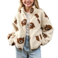 thumbnail image 3 of FchengtaiS Boys Girls Sherpa Fleece Jacket Cute Full Zip up Stand Collar Fuzzy Coat Kids Winter Warm Windproof Plush Outerwear, 3 of 7