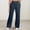 Dark Blue, variant on Womens Clothes Trendy Mid Waist Wide Leg Palazzo Pants Casual Loose Fit Solid Color Trouser with Pockets Classic Long Pants