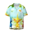 thumbnail image 2 of Lsque Pikmin print Men's Cuban Collar Short Sleeve Shirt Summer Beachwear Casual Button Down Fashionable Vacation Leisure Shirt-XX-Large, 2 of 7