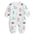 thumbnail image 2 of Zwiiyzr 0-1T Baby Clothes Boy Girl Romper Long Sleeve Footless One-Piece Printing Newborn Cotton Button V-Neck Long Bodysuit White, 2 of 5