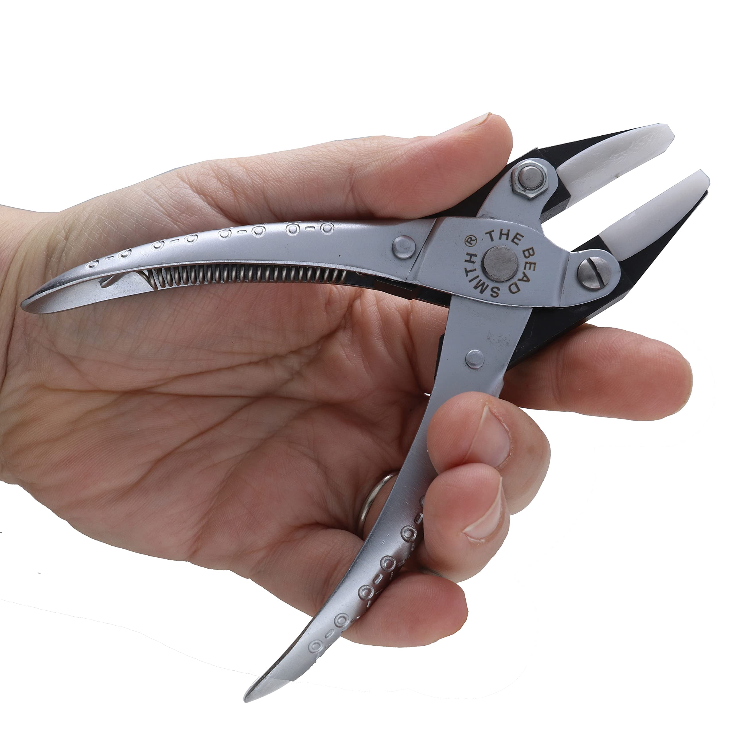 The Beadsmith Parallel Pliers – Double Nylon Flat Nose Jaws – Uniform Pressure to Provide a Consistent Grip – Textured Metal Handles – Replacement Jaws Included – Steel Tool for Jewelry Making