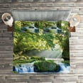 thumbnail image 2 of Ambesonne Jungle Quilted Coverlet 3 Pcs, Foliage Misty Mountains, King Size, Yellow Green Blue, 2 of 2