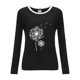 thumbnail image 3 of Jersey para niña, manga larga, cuello redondo, mujer, top estampado, suelto, casual, poliéster, mujer, suéter, negro, l kenally AP003816-03, 3 of 6