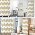 thumbnail image 6 of Light Brown and White Stripes Fabric Shower Curtain Sea Wave Washable Shower Curtains for Bathroom, Waterproof Bath Curtain with Hooks Home Decor 72x72in, 6 of 8