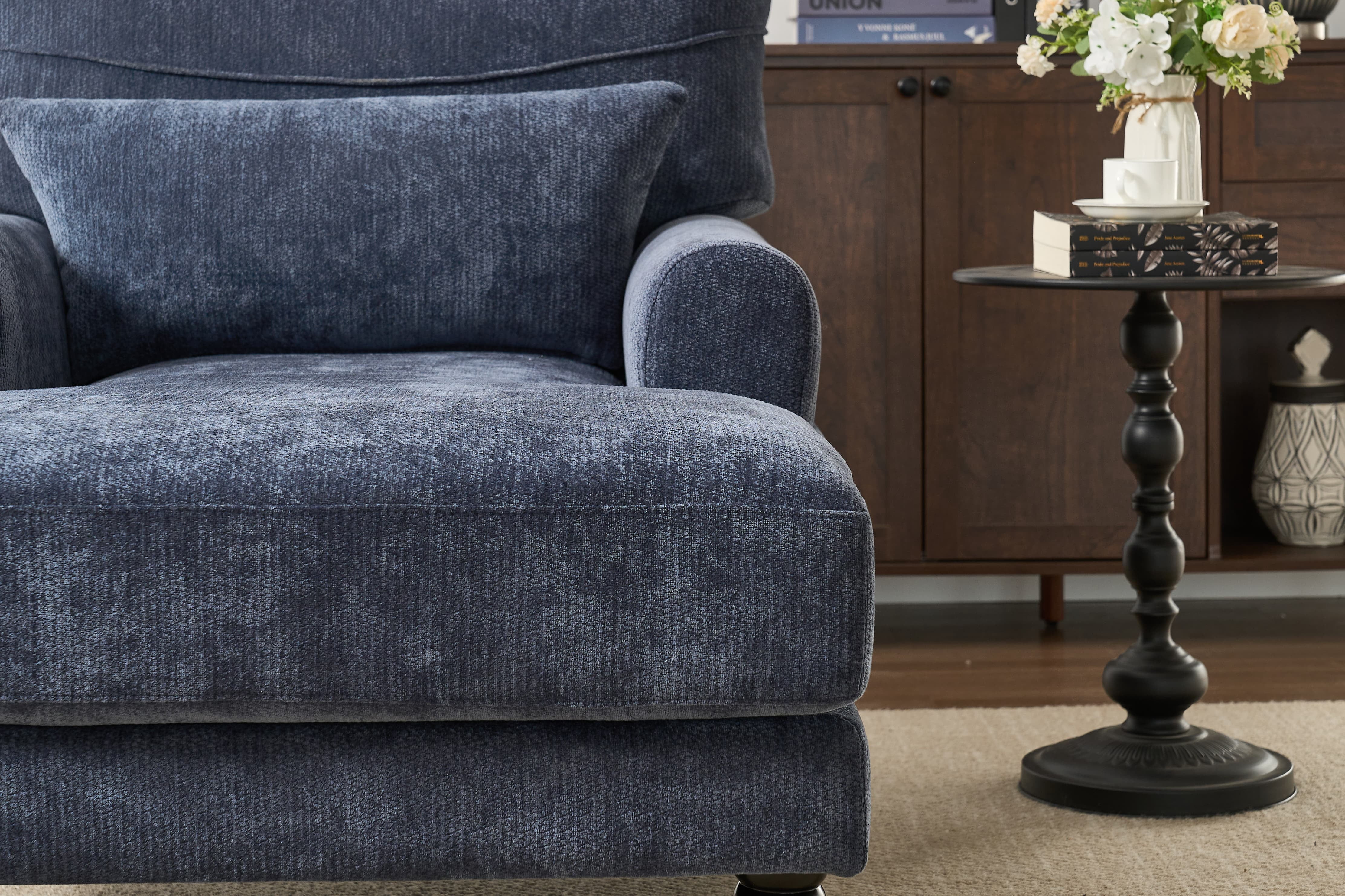 Chaise Lounge Indoor, Modern Upholstered Sleeper Chair and Sleeper Sofa for Living Room, Small Space, Blue