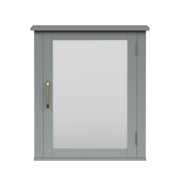 Teamson Home Mercer Mid Century Modern Wooden Wall-Mount Removable Medicine Cabinet, Gray