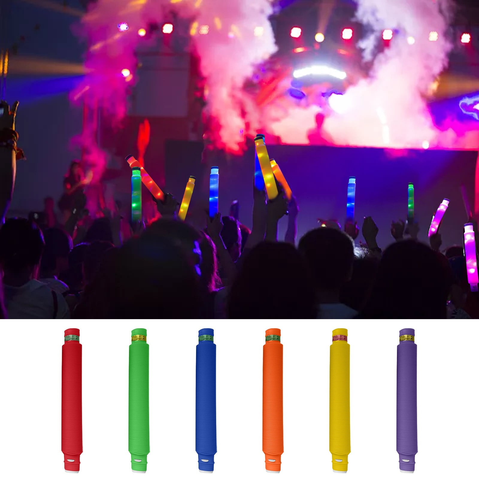 Fridja Christmas LED Light Up Tubes Sensory Toys for Toddlers, Party Favors Decorations Pull and Stretch Toys for Kids Halloween Christmas Party