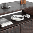 thumbnail image 6 of Gzxs Outdoor Bar Cart with Storage Cabinet, Patio Wicker Buffet Sideboard Prep Table, Kitchen Serving Cart with Rolling Wheels & Handle, Portable Beverage Bar Table with Open Shelf, Brown, 6 of 8