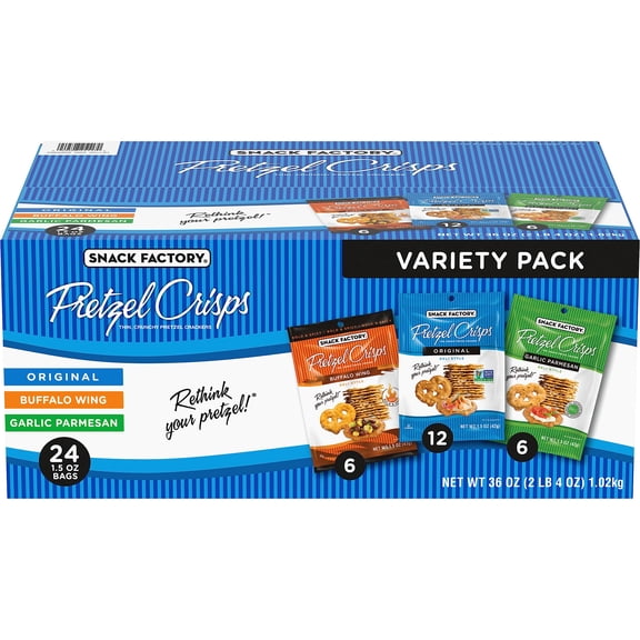 Pretzel Crisps Variety Pack, Individual 1.5 Ounce (Pack of 24)