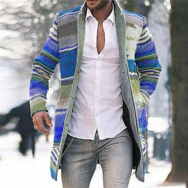 Qertyioot Cardigan Long pour Hommes Imprimé Mode