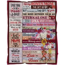 to My Bonus Mom Blanket 60"x50", Stepmom Blankets from Stepdaughter Stepson, Step Mom Throw Blanket for Bonus Mom on Birthday Christmas, Bonus Mom Gifts, Gifts for Bonus Mom from Son Daughter