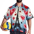 thumbnail image 4 of Eiffel Tower Valentine's Day Men's Casual Hawaiian Shirt Printed Button Down Short Sleeve Summer Beach Shirts Unisex, 4 of 6