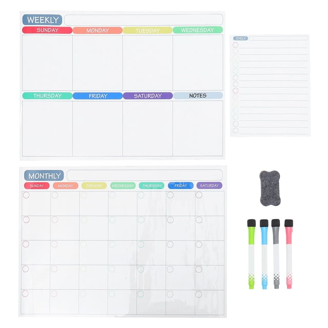 1 conjunto de tablas de borrado de seco de planificación semanal y mensual doméstica