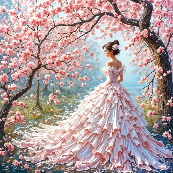 Beauty Diamond Art Painting Kits for Adults, Full Drill Girl Diamond Dots Paintings for Beginners, Round 5D Paint with Diamonds Pictures Gem Art Painting Kits for Home Decor 12x12inch