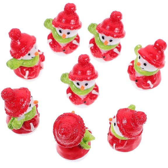 KAKOWELY Miniature Snowman Ornaments Resin Red 10Pcs 1In