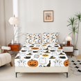 thumbnail image 2 of Manfei Spooky Pumpkin Lantern Fitted Sheet Full,Ghost Print Halloween Bed Set,3pcs,1 Fitted Sheet and 2 Pillowcases, 2 of 6