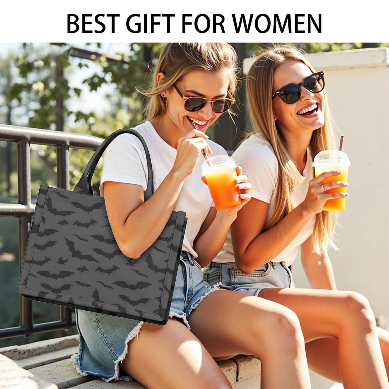 Large Capacity Tote Bag,Halloween Bats on Dark Pattern Handbag Fashion Luxury Tote Bag,15.7"x13"x 5.1" Inches,Laptop Compatible