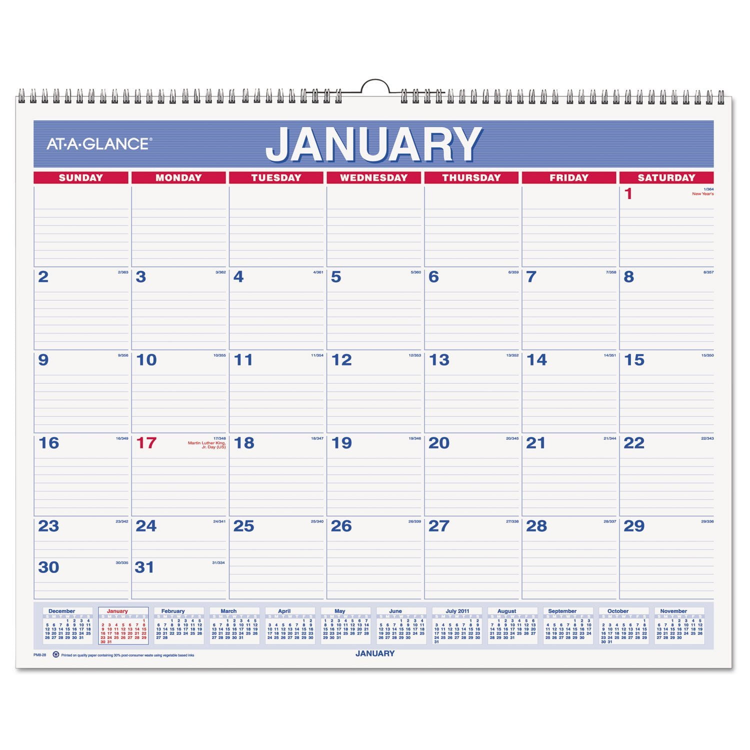 Wall Calendar 2017 Monthly 14 7 8 X 11 Wirebound Pm8 28 Wall Calendar 2017 Monthly 14 7 8 X 11 Wirebound Pm8 28 Pack Of 2 Features Contemporary Design And Plenty By At A Glance