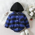 thumbnail image 3 of MHZLDYZ 0-3 Months Baby Boy Clothes Infant Boys Girls Long Sleeve Plaid Prints Hooded Romper Newborn Sweatshirt Bodysuits Newborn Boy Outfits Newborn Baby Girl Clothes (Blue,90), 3 of 6
