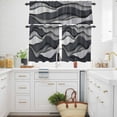thumbnail image 3 of Black Gray Kitchen Curtains Valances and Tiers Set of 3 Ombre Ocean Wave Geometric Abstract Modern Tier Curtains and Valance with Rod Pocket for Small Windows, 27.5"x24", 3 of 9