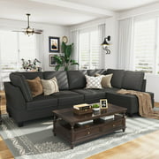 HONBAY Convertible Sectional Sofa Modern L Shape Couch for Living Room Dark Gray