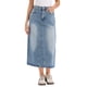thumbnail image 1 of Falda Maxi de Denim Inspire Chic para Mujeres, Cintura Elástica, Lavada, Corte A, Falda Larga de Jean M Azul, 1 of 6