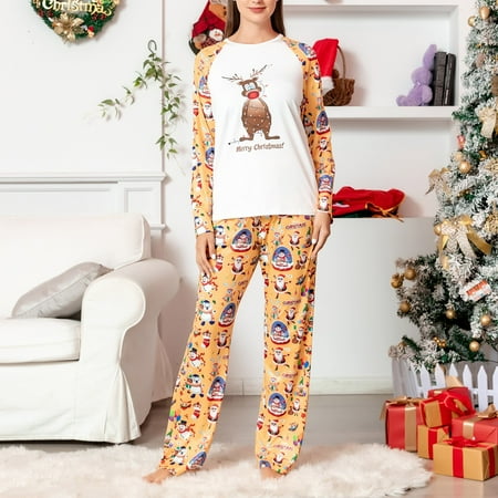 

JUNBYONE Parent-child Family Set Home Printed PAJAMAS Two-piece Set