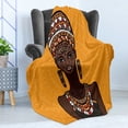 thumbnail image 4 of African Soft Flannel Fleece Throw Blanket, Ethnographic Artwork Tribe Woman Long Neck Folk on Mandala, Cozy Plush for Indoor and Outdoor Use, 70" x 90", Multicolor, by Ambesonne, 4 of 5