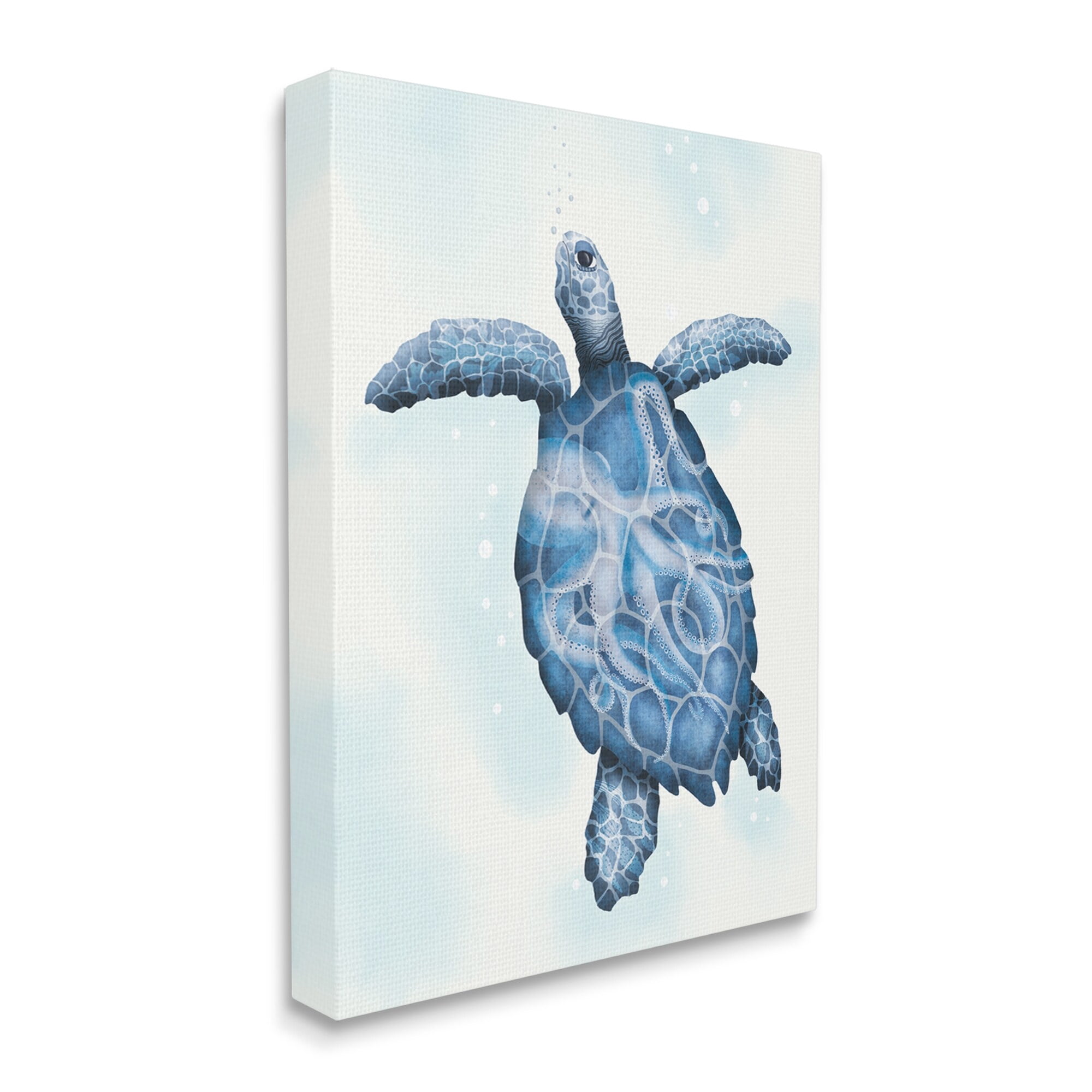 Stupell Industries Swimming Blue Sea Turtle Patterned Tentacles Shell Graphic Art Gallery Wrapped Canvas Print Wall Art, Design by Darlene Seale