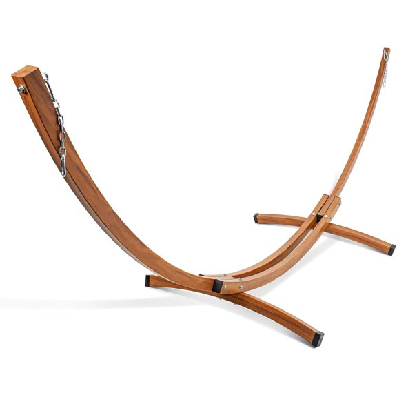 Lazy Daze Hammocks 13.5 Ft Metal Curved Hammock Stand with Chains, 2-Person Weather-Resistant Steel Arc Heavy Duty Hammock Stand 500 LB Capacity for Outside, Wood Grain