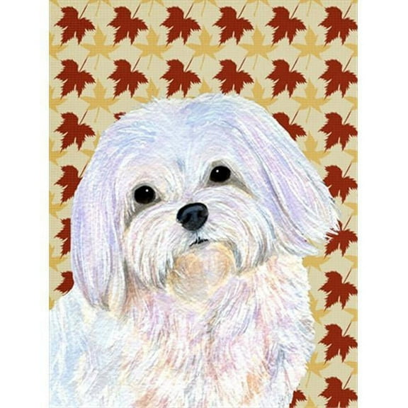 15 x 15 in. Maltese Fall Leaves Portrait Flag Garden Size
