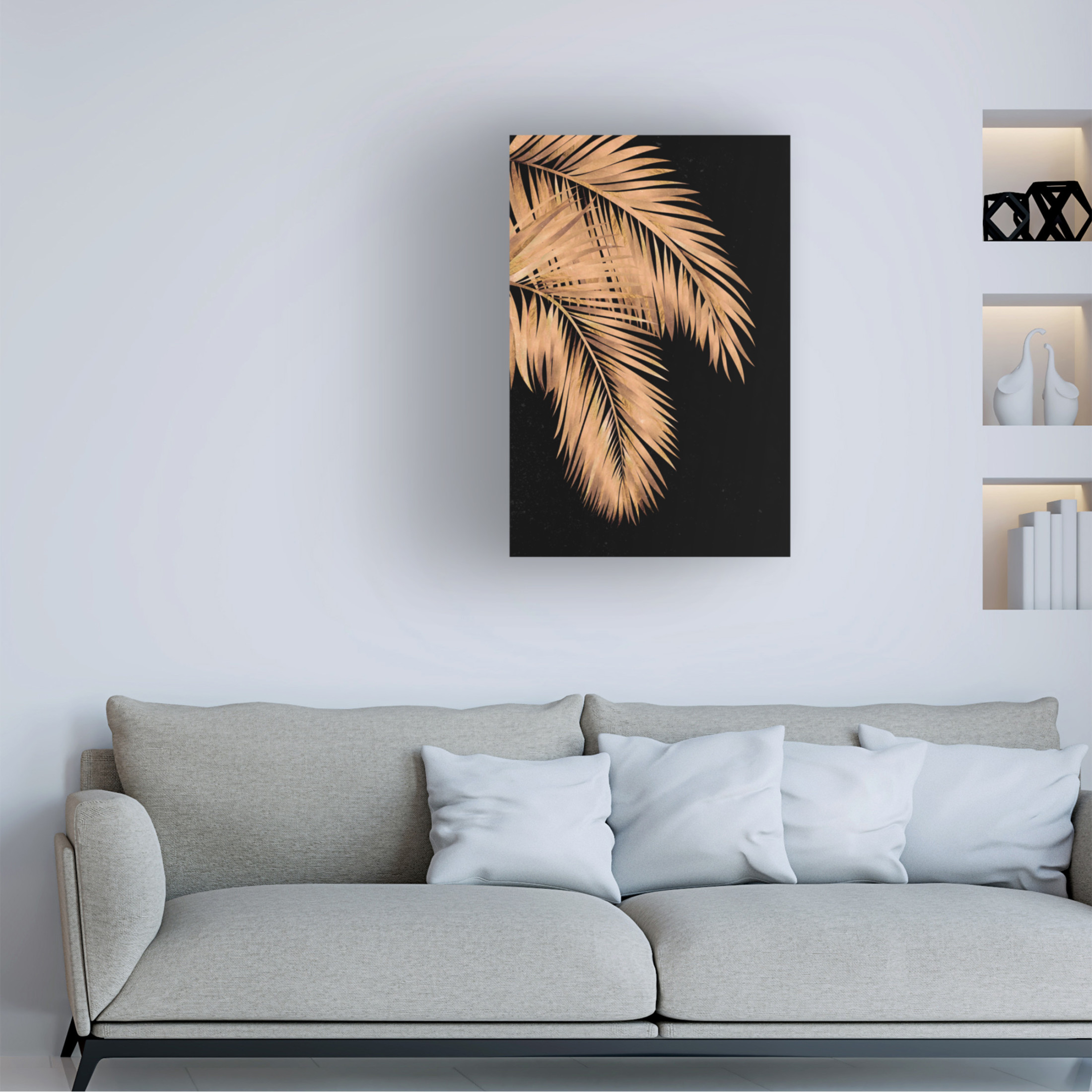 Trademark Fine Art Sarah Manovski Golden palms black copper 1 Canvas Wall Art