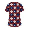 thumbnail image 4 of Trgacdwlo S-5XL 4th of July Scrubs for Plus Size Women Stars Stripe Print Women's Work Shirts V Neck Short Sleeve Nursing Uniforms with Pocket, 4 of 5