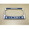 thumbnail image 4 of [Officially Licensed Product] - Motorcycle Domed Custom-Made Personalized Metal License Plate Frame Frame with Veteran US Navy Design - Chrome, 4 of 8