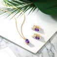 thumbnail image 4 of Gem Stone King 5.00 Ct Purple Amethyst E-F Lab Grown Diamond 18K Yellow Gold Plated Silver Pendant and Earrings Jewelry Set, 4 of 4