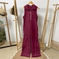 thumbnail image 6 of Chuancc Women's Casual Loose Overalls Jumpsuits One Piece Sleeveless Wide Leg Long Pant Rompers With Pockets Wine 2XL, 6 of 8