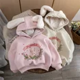 thumbnail image 2 of Sudaderas con capucha para niñas, suéteres gruesos de invierno para niños, además de chaquetas de terciopelo para niños, prendas de abrigo con orejas de conejo para niños pequeños, suéter para bebé, r, 2 of 5