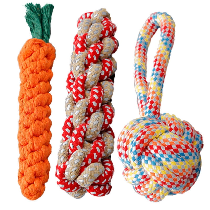 Rope toys, teeth cleaning, chewing, and rope tug of war dog toys designed specifically for small and medium-sized dog breeds, making them busy chewing toys
