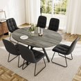 thumbnail image 1 of Extendable Round Dining Table Set for 6 People, 43.3"-59.1" Extendable Kitchen Table with 6 Upholstered Chairs, Space Saving for Kitchen Dining Room (Grey Table+6 U-Shaped Black Chairs), 1 of 13