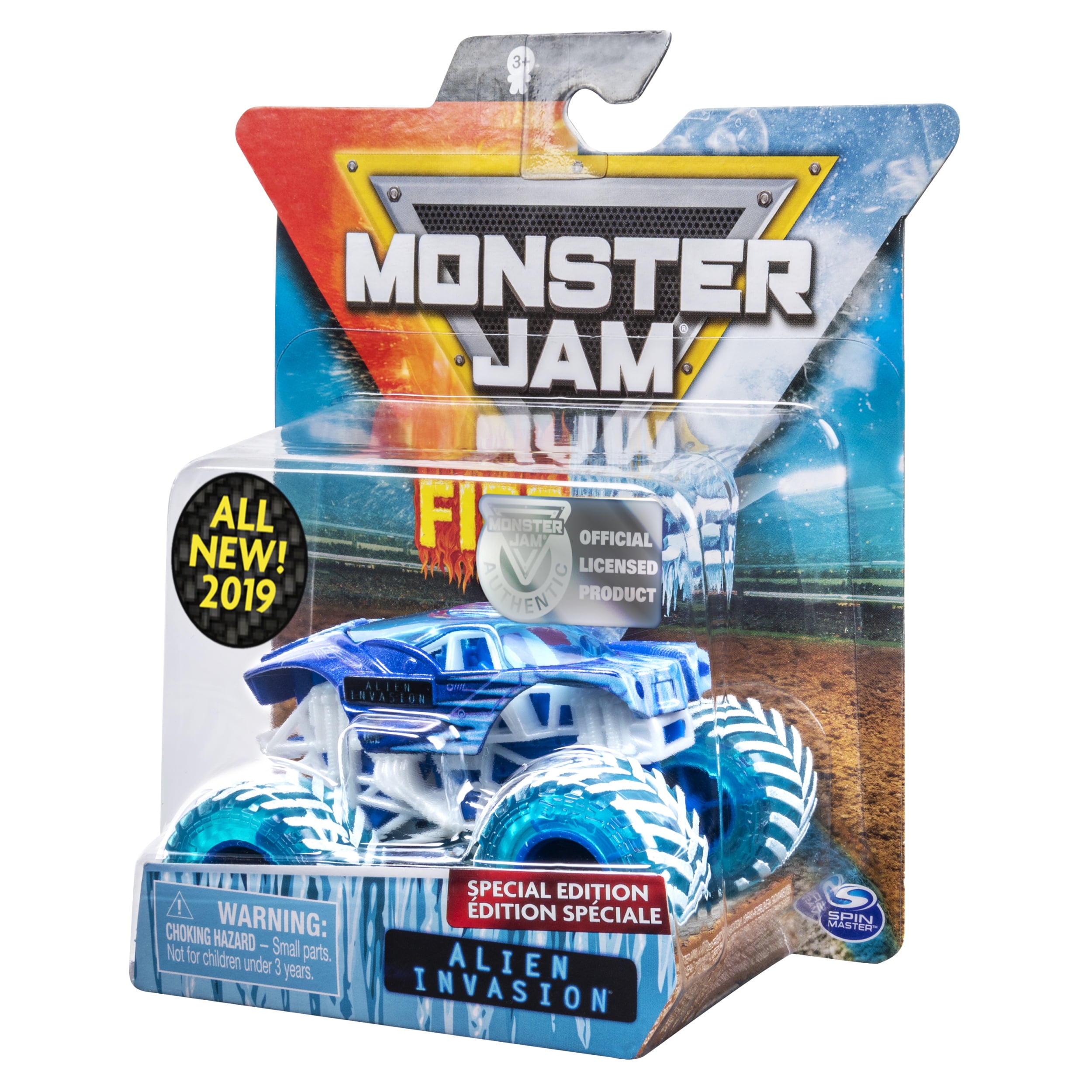 Monster Jam, Fire & Ice Alien Invasion Monster Truck, Die-Cast Vehicle, Walmart Exclusive, 1:64 Scale
