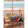 thumbnail image 2 of Outdoor Tablecloth with Umbrella Hole for Patio/Picnic/Party/Camping, Spring Flowers Waterproof Table Cloth Rectangle Table Cover Washable, Watercolor Country Colorful Floral Black (52"x 70"), 2 of 8