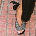 thumbnail image 3 of FSJ Women Comfortable Open Toe V Cut Platform Ribbon Sandals Tie Up Block Chunky Heels Fashion Dance Dressy Pumps Shoes Size 6.5 Black Rhinestones, 3 of 3