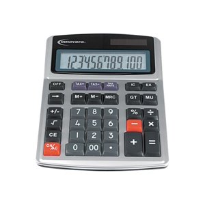 Innovera 15971 Calculatrice commerciale à grand chiffre - Calculateur de bureau - 12 chiffres - panneau solaire, batterie - argent
