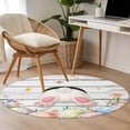 thumbnail image 4 of Easter Round Area Rug 4Ft Washable Circle Rugs for Bedroom Dining Room, Spring Bunny Feet Eggs Floral Herb Wooden Plank Non-Slip Carpet Floor Mats Indoor Outdoor Carpet Runner Aesthetic Home Decor, 4 of 8