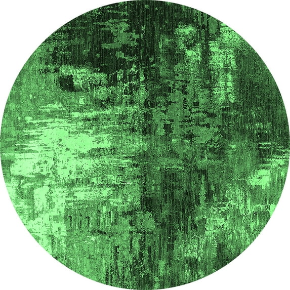 Ahgly Company Indoor Round Oriental Emerald Green Industrial Area Rugs, 6' Round