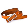 thumbnail image 1 of Cinturón de piel auténtica con hebilla lisa para mujer Cinturón de piel de vaca Cinturón informal rectangular distintivo, largo ajustable Diseño versátil, 1 of 6
