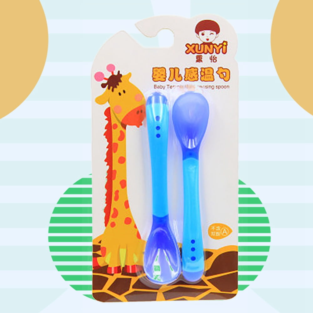Sonew Baby Silicone Spoons,2Pcs/Set Baby Safe Temperature Sensory